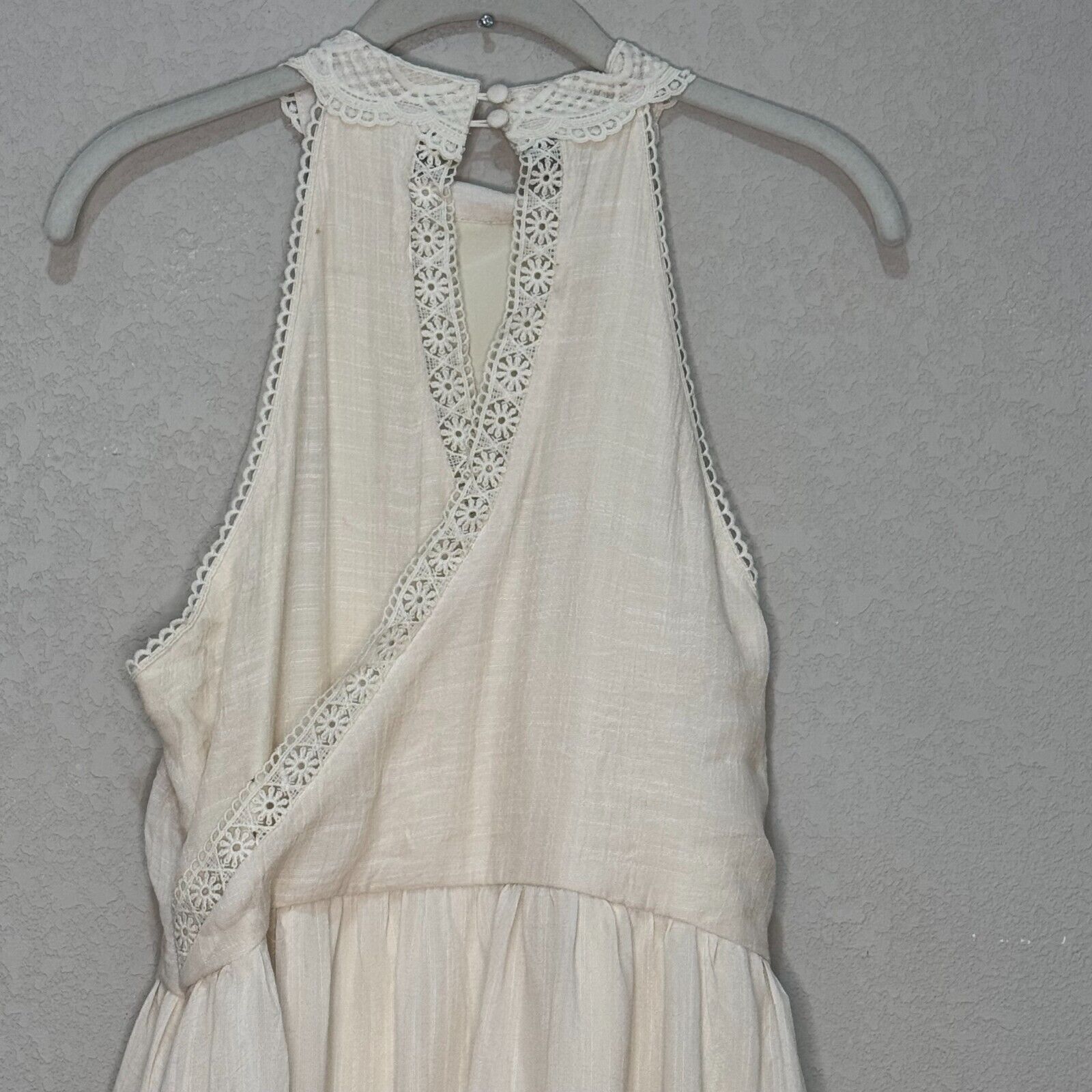 Joyfolie Sera Maxi Dress Size Large Ivory Halter Cottage Boho Prairie Western - Flair - Style