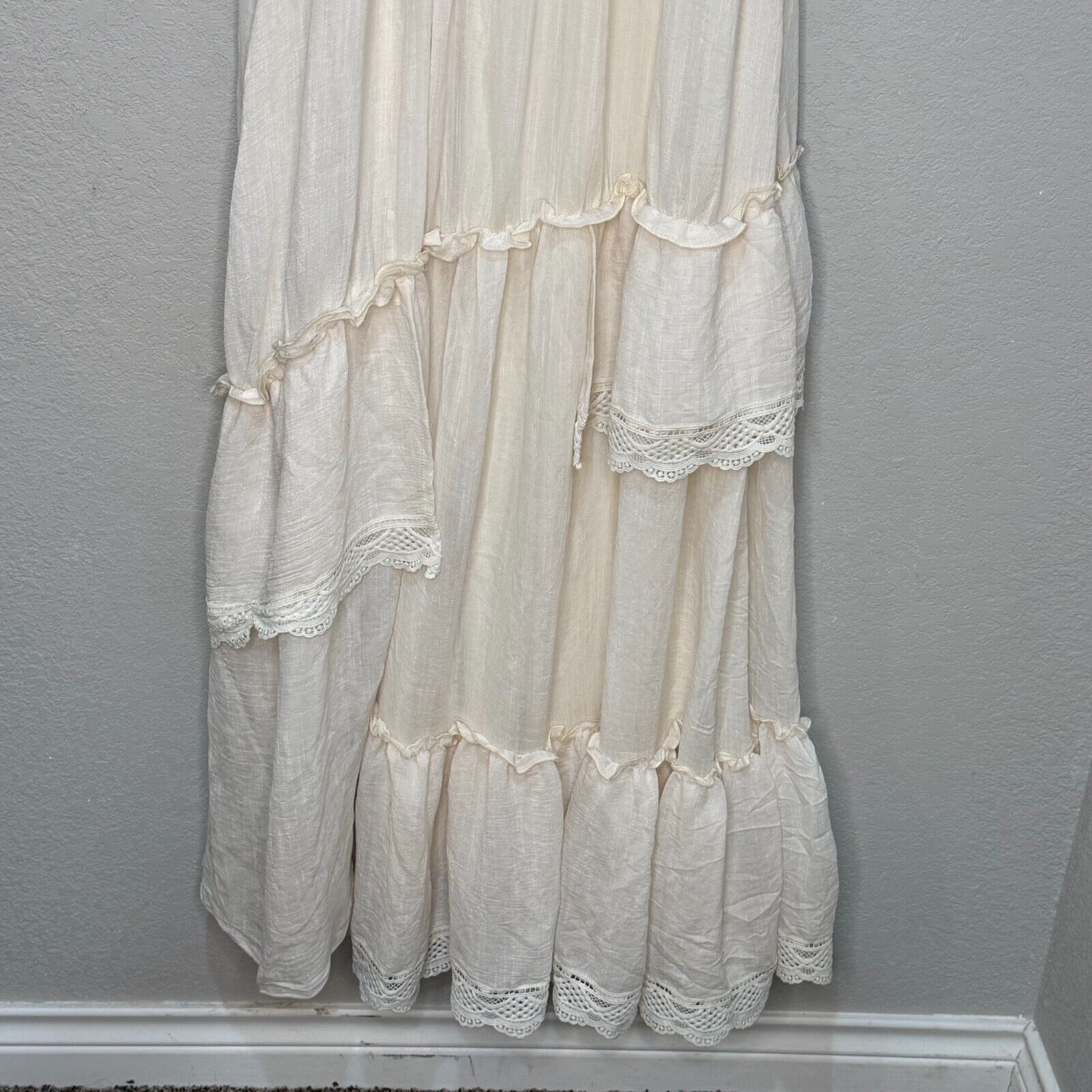 Joyfolie Sera Maxi Dress Size Large Ivory Halter Cottage Boho Prairie Western - Flair - Style