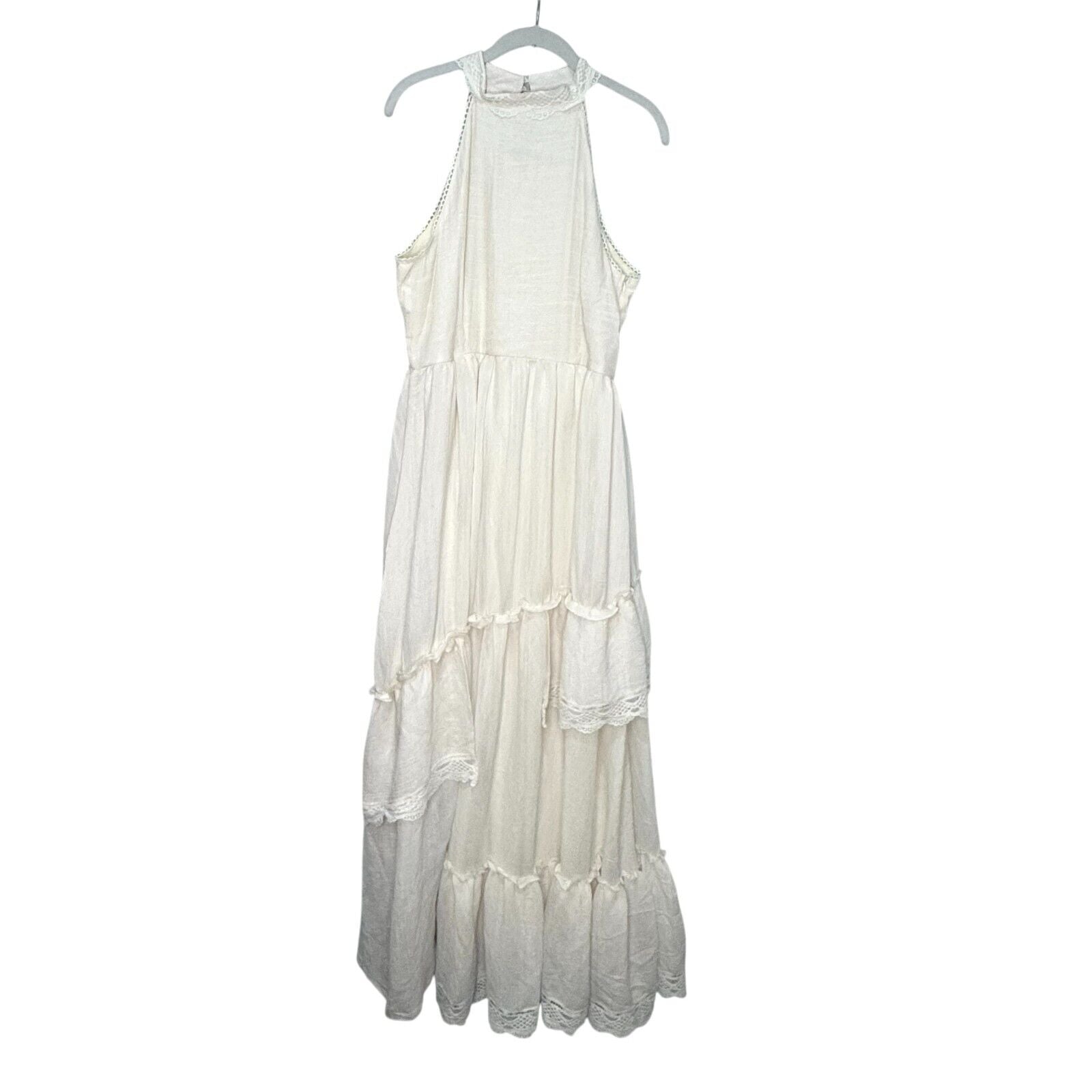 Joyfolie Sera Maxi Dress Size Large Ivory Halter Cottage Boho Prairie Western - Flair - Style