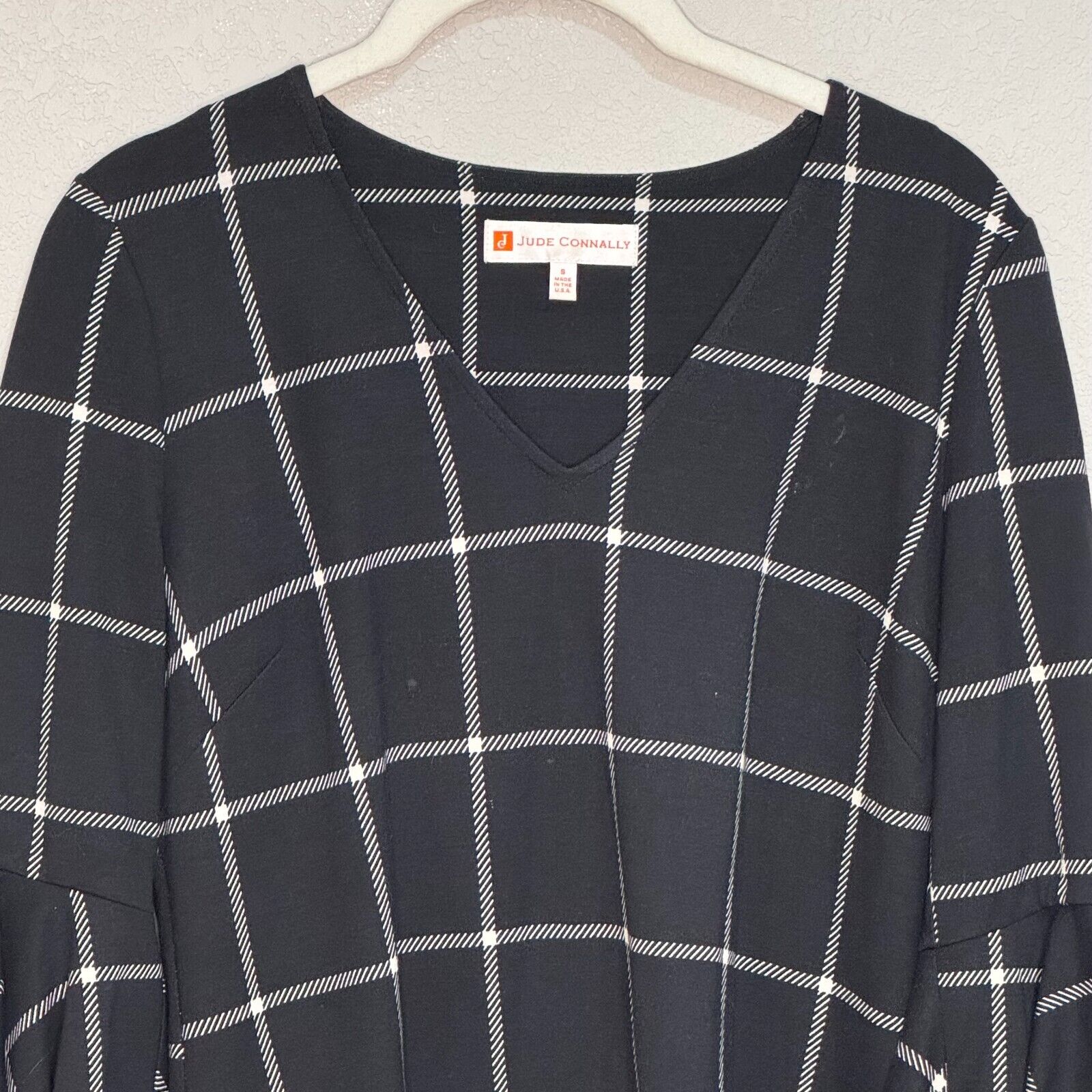 Jude Connally Shift Dress Size Small Kennedy Black White Windowpane - Flair - Style
