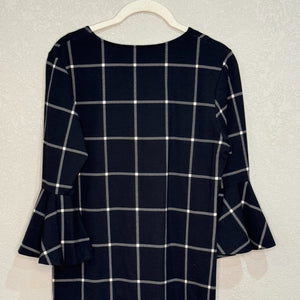 Jude Connally Shift Dress Size Small Kennedy Black White Windowpane - Flair - Style