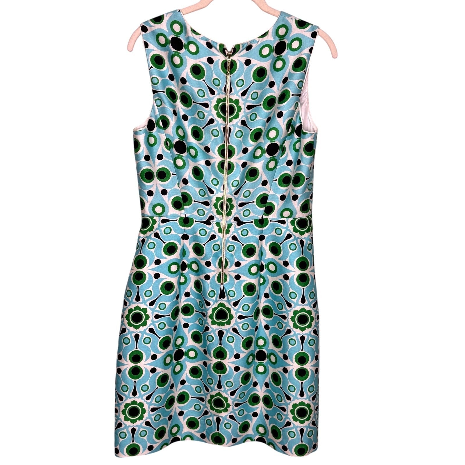 Kate Spade Solar Miriam Silk Sheath Dress Size 8 6 Blue Mod Geometric Wedding - Flair - Style