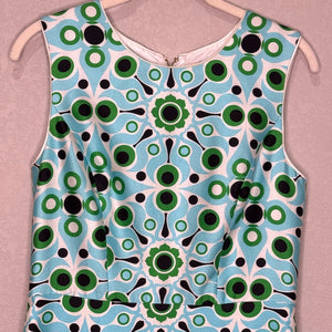 Kate Spade Solar Miriam Silk Sheath Dress Size 8 6 Blue Mod Geometric Wedding - Flair - Style