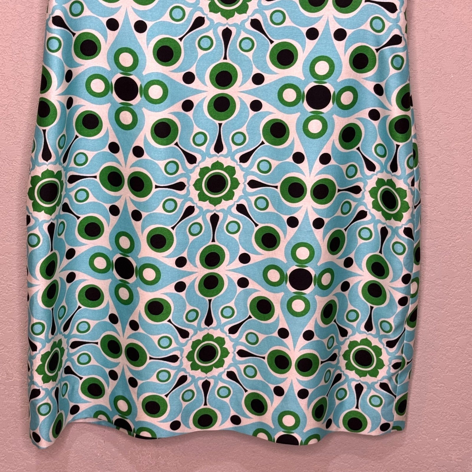 Kate Spade Solar Miriam Silk Sheath Dress Size 8 6 Blue Mod Geometric Wedding - Flair - Style