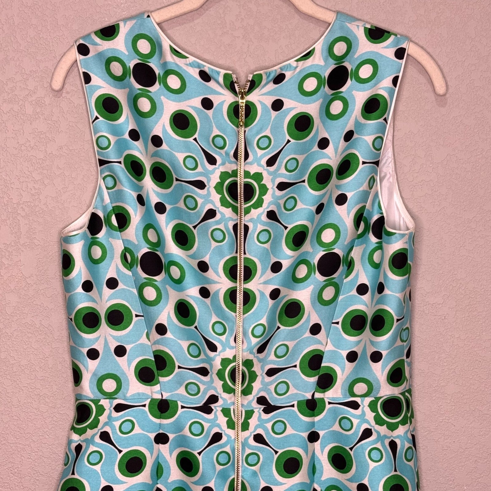 Kate Spade Solar Miriam Silk Sheath Dress Size 8 6 Blue Mod Geometric Wedding - Flair - Style