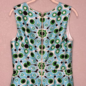 Kate Spade Solar Miriam Silk Sheath Dress Size 8 6 Blue Mod Geometric Wedding - Flair - Style