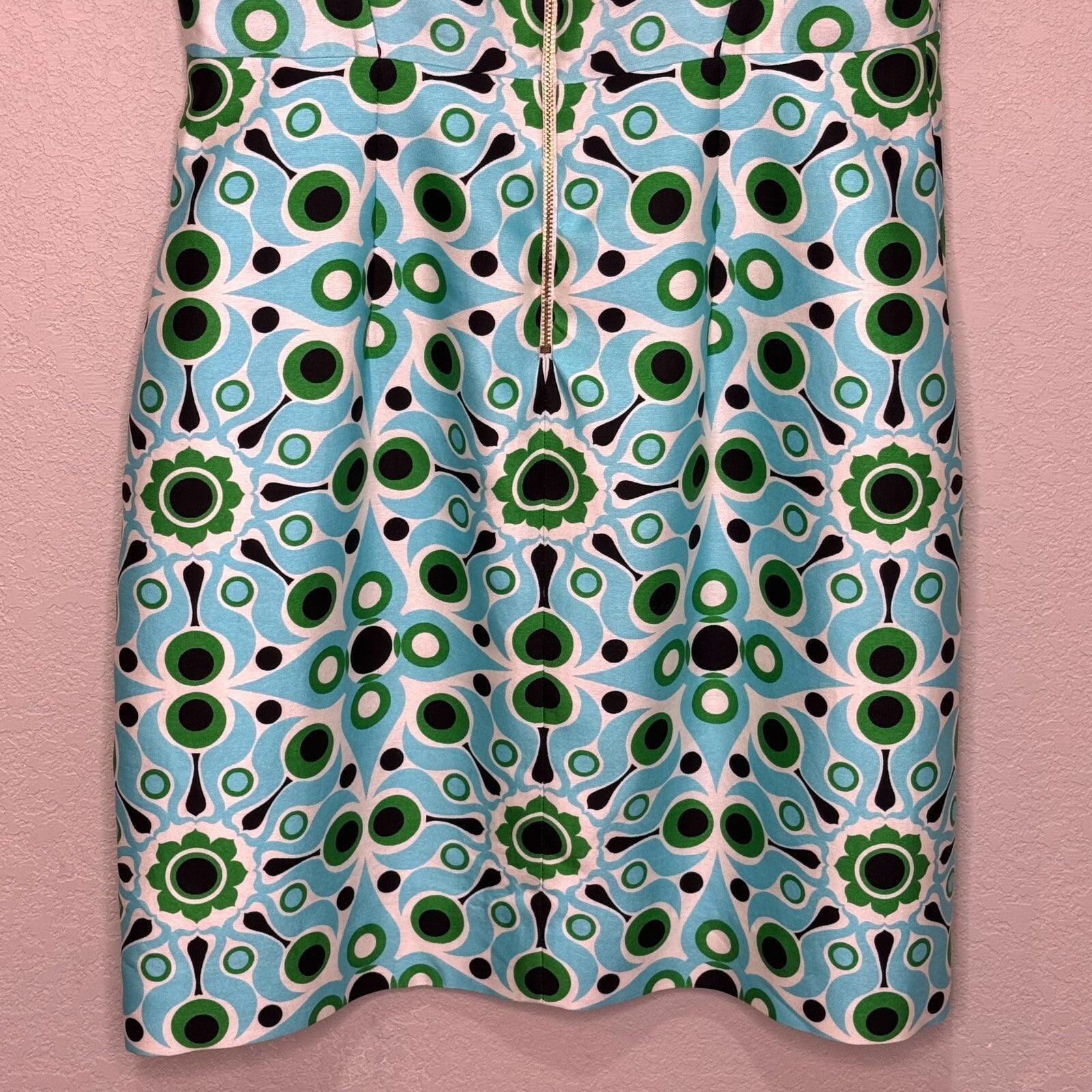 Kate Spade Solar Miriam Silk Sheath Dress Size 8 6 Blue Mod Geometric Wedding - Flair - Style