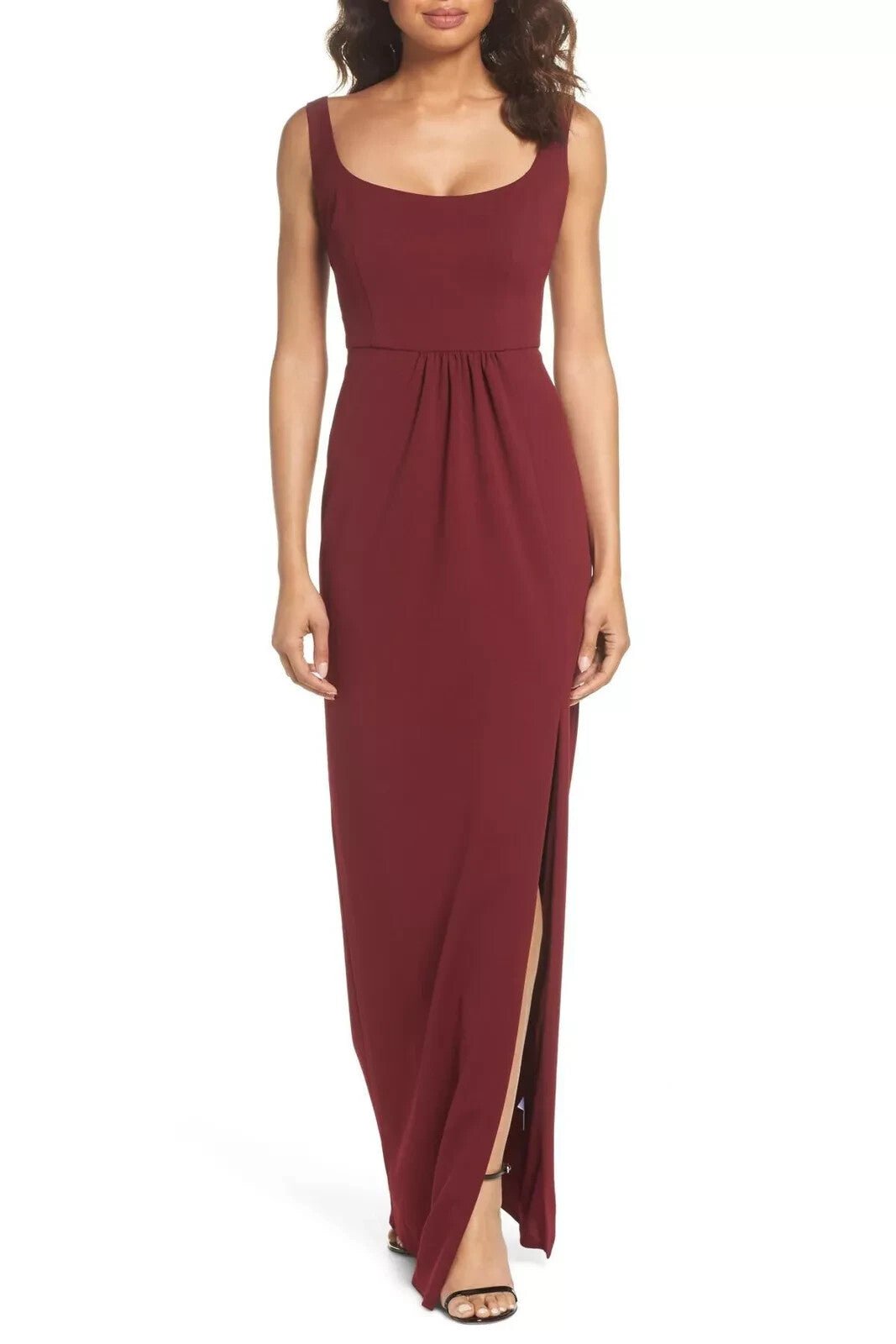 Katie May Rosie Gown Size 12 Burgandy Open Back Scoop Neck - Flair - Style