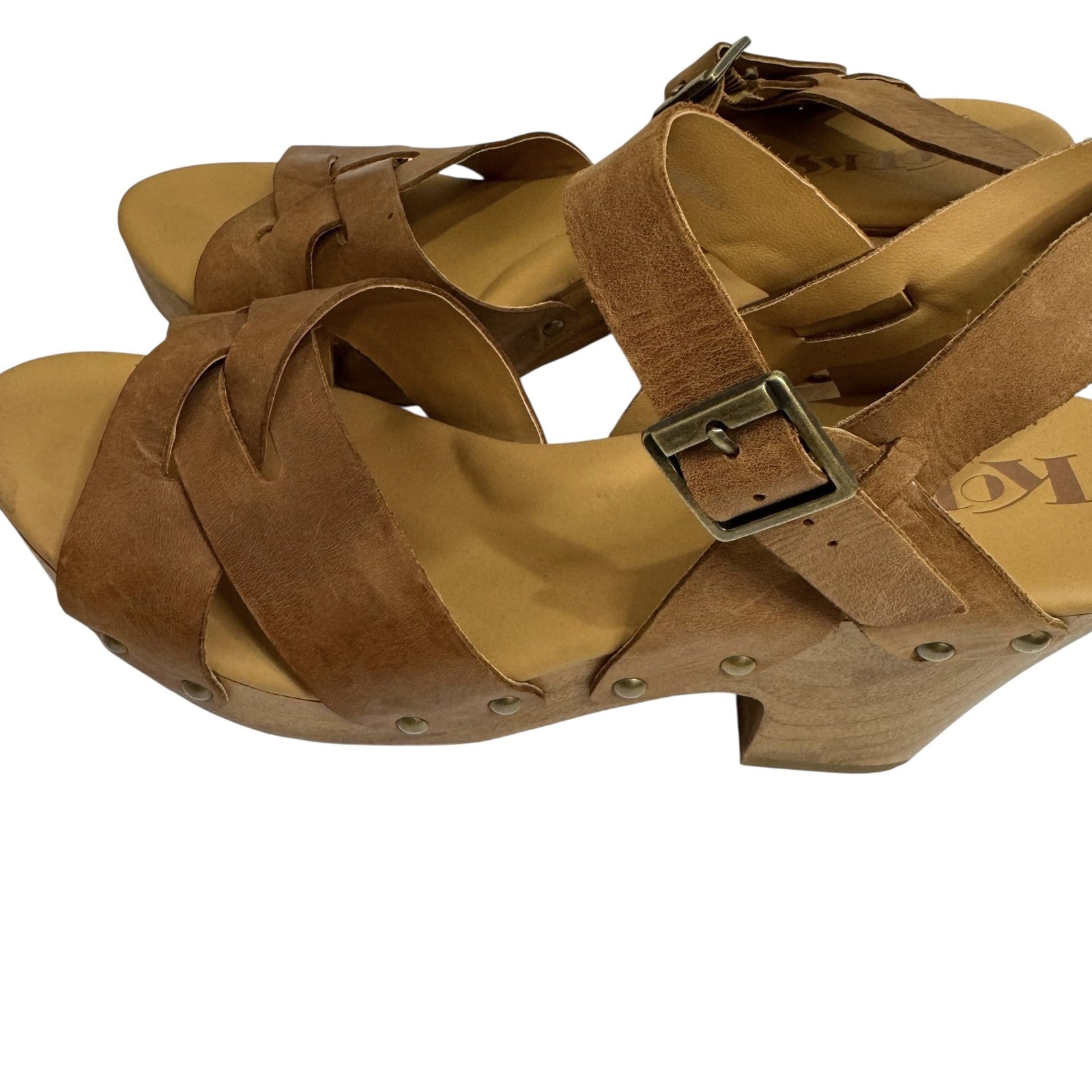 Korks Shoes Womens Size 10M Leather Strappy Sandal Block Heel Comfort - Flair - Style