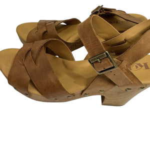Korks Shoes Womens Size 10M Leather Strappy Sandal Block Heel Comfort - Flair - Style