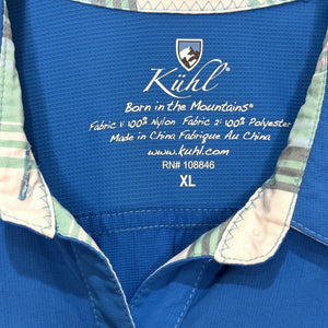 Kuhl Shirt Womens XL Blue Long Sleeve Nylon Performance Outdoor Hiking Roll Tab - Flair - Style
