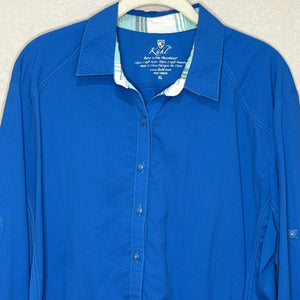 Kuhl Shirt Womens XL Blue Long Sleeve Nylon Performance Outdoor Hiking Roll Tab - Flair - Style