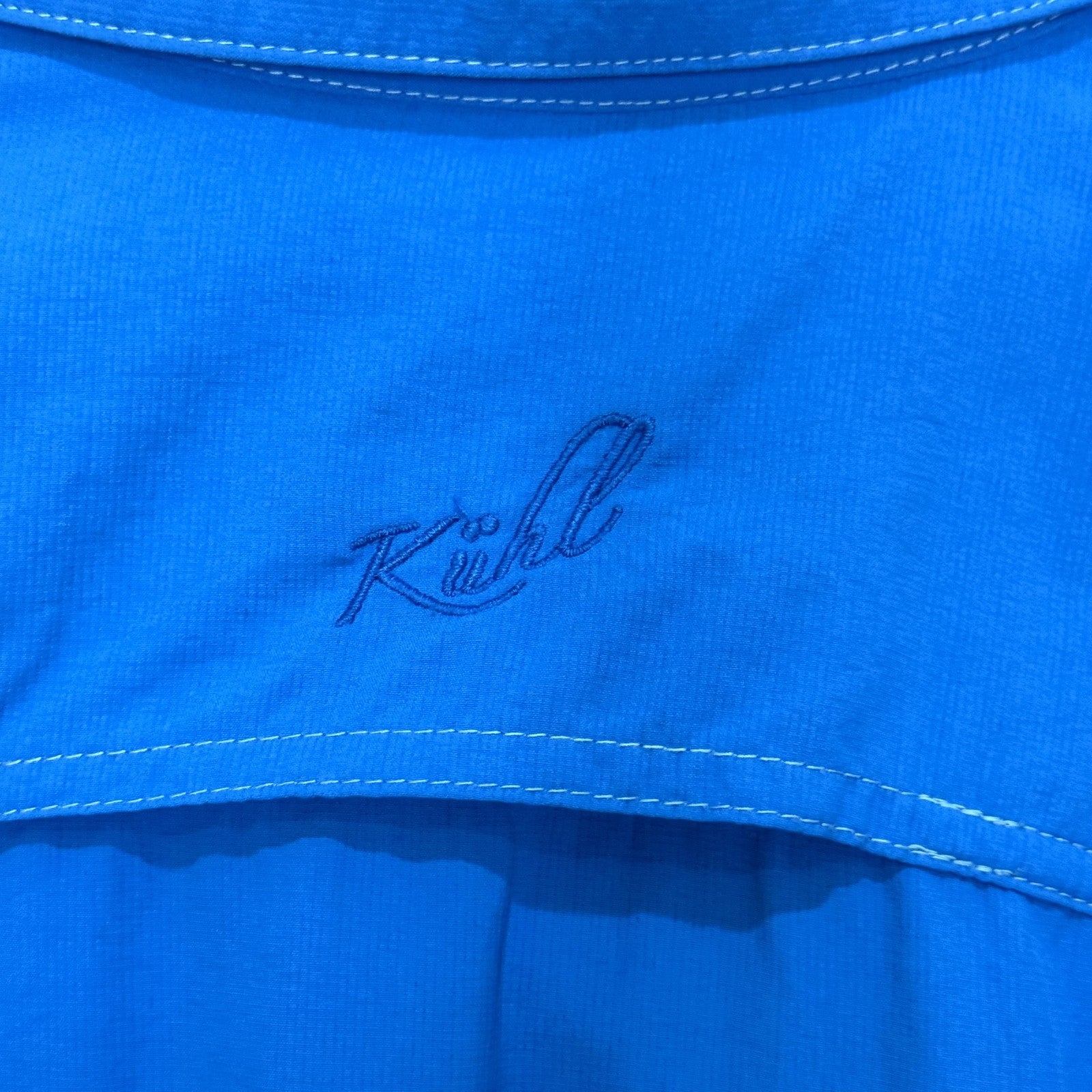 Kuhl Shirt Womens XL Blue Long Sleeve Nylon Performance Outdoor Hiking Roll Tab - Flair - Style