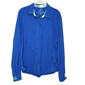 Kuhl Shirt Womens XL Blue Long Sleeve Nylon Performance Outdoor Hiking Roll Tab - Flair - Style