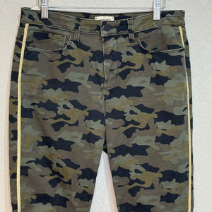 L’AGENCE Jeans Size 29 Green Camo Margot High Rise Ankle Skinny with Gold Trim - Flair - Style