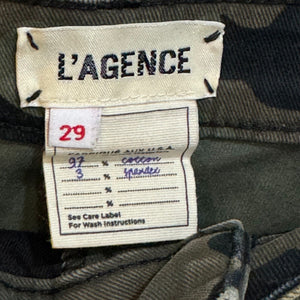 L’AGENCE Jeans Size 29 Green Camo Margot High Rise Ankle Skinny with Gold Trim - Flair - Style