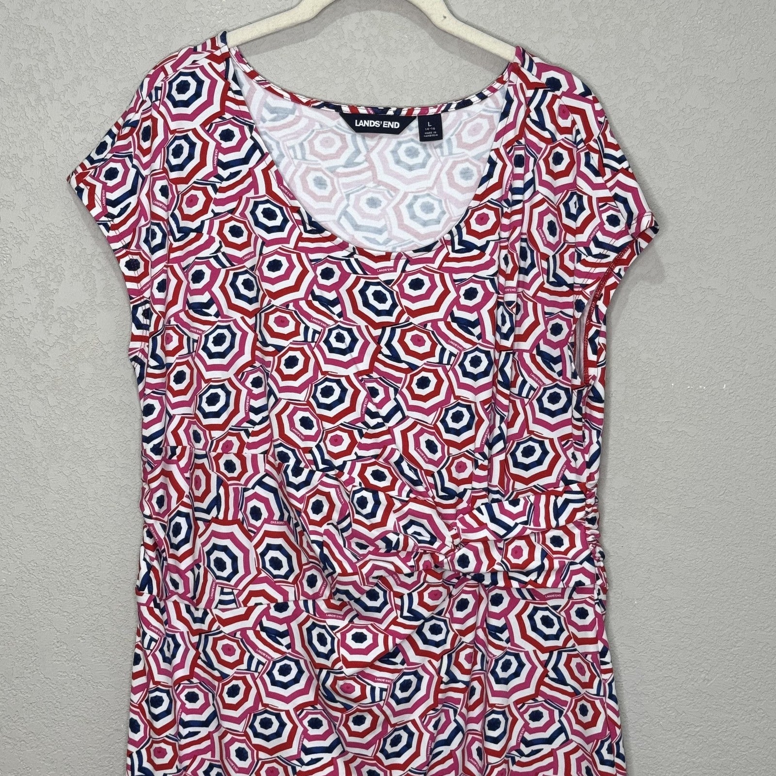 Lands End Dress | Size Large 14 - 16 | Umbrella Print - Flair - Style