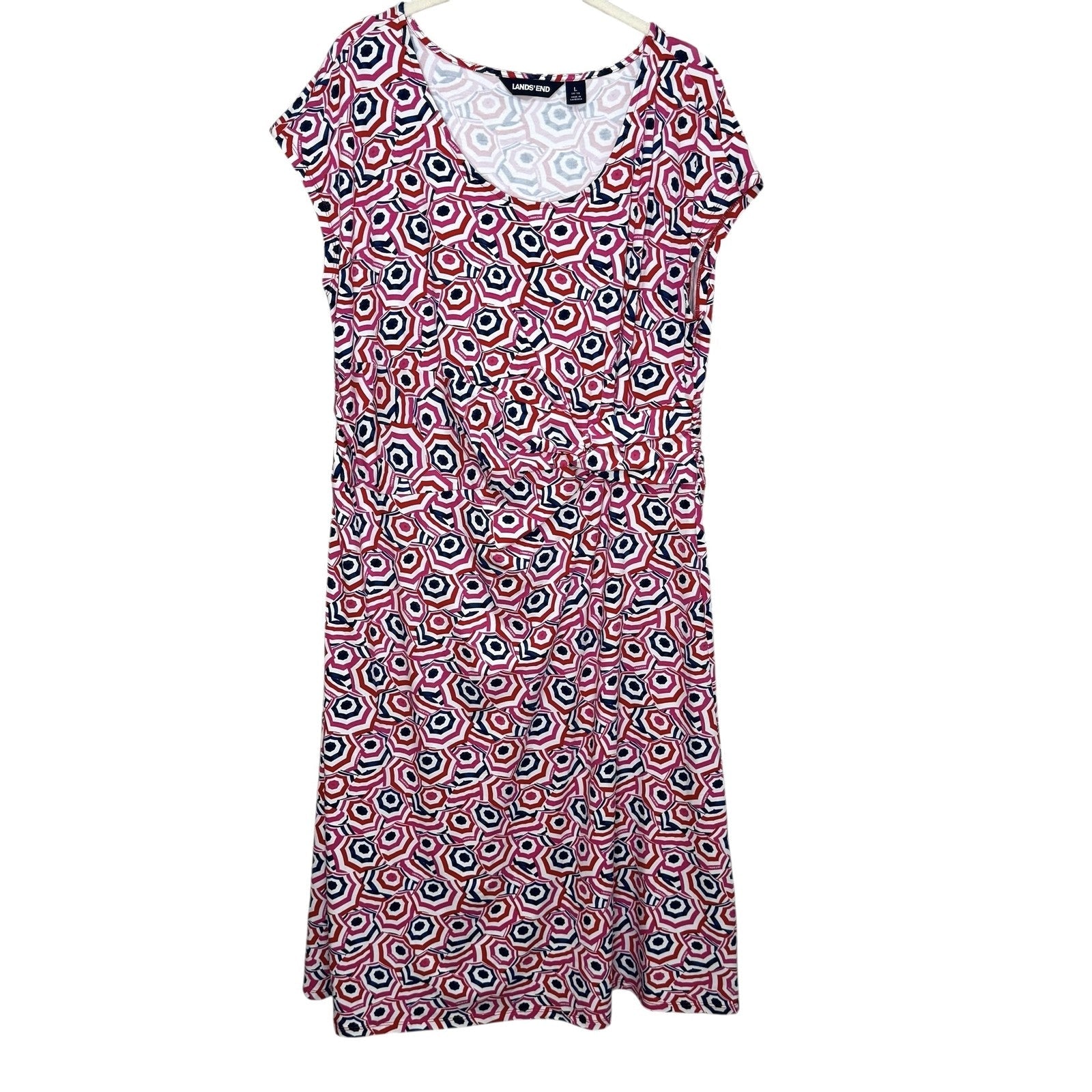 Lands End Dress | Size Large 14 - 16 | Umbrella Print - Flair - Style