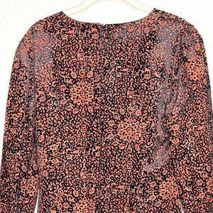 Lavender Brown Dress Size Medium Burnout Velvet Multicolor Long Sleeve NEW $228 - Flair - Style