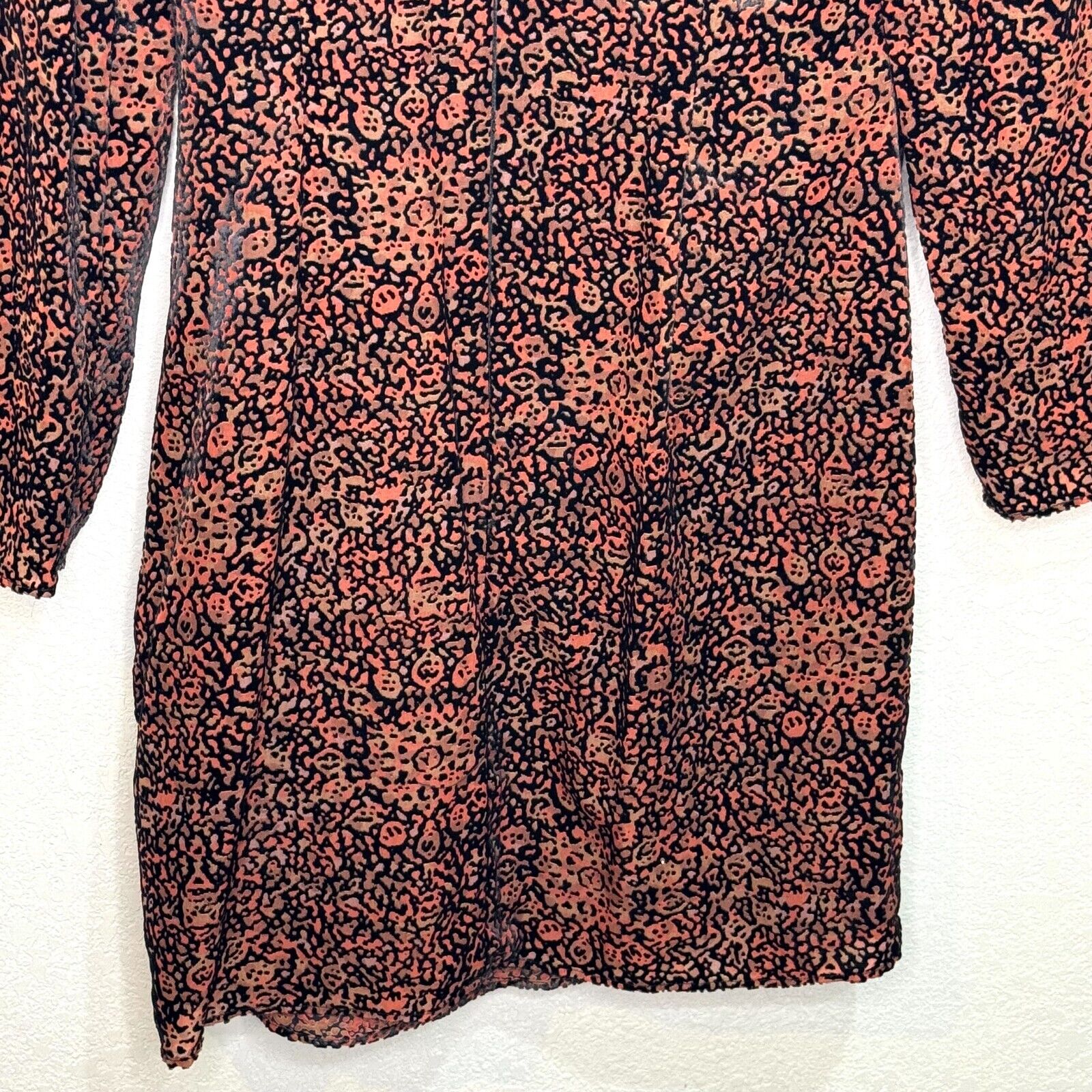 Lavender Brown Dress Size Medium Burnout Velvet Multicolor Long Sleeve NEW $228 - Flair - Style