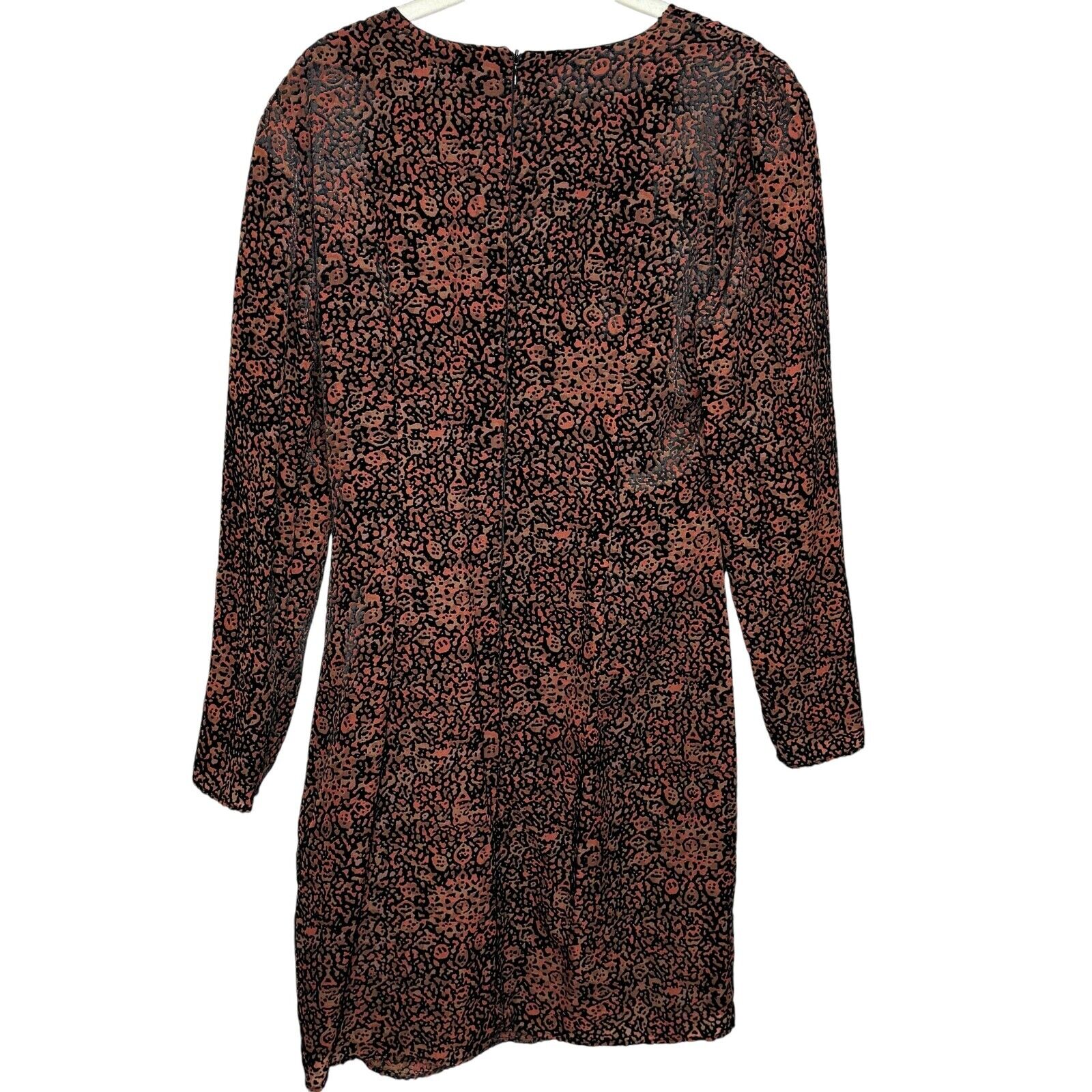 Lavender Brown Dress Size Medium Burnout Velvet Multicolor Long Sleeve NEW $228 - Flair - Style