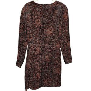 Lavender Brown Dress Size Medium Burnout Velvet Multicolor Long Sleeve NEW $228 - Flair - Style