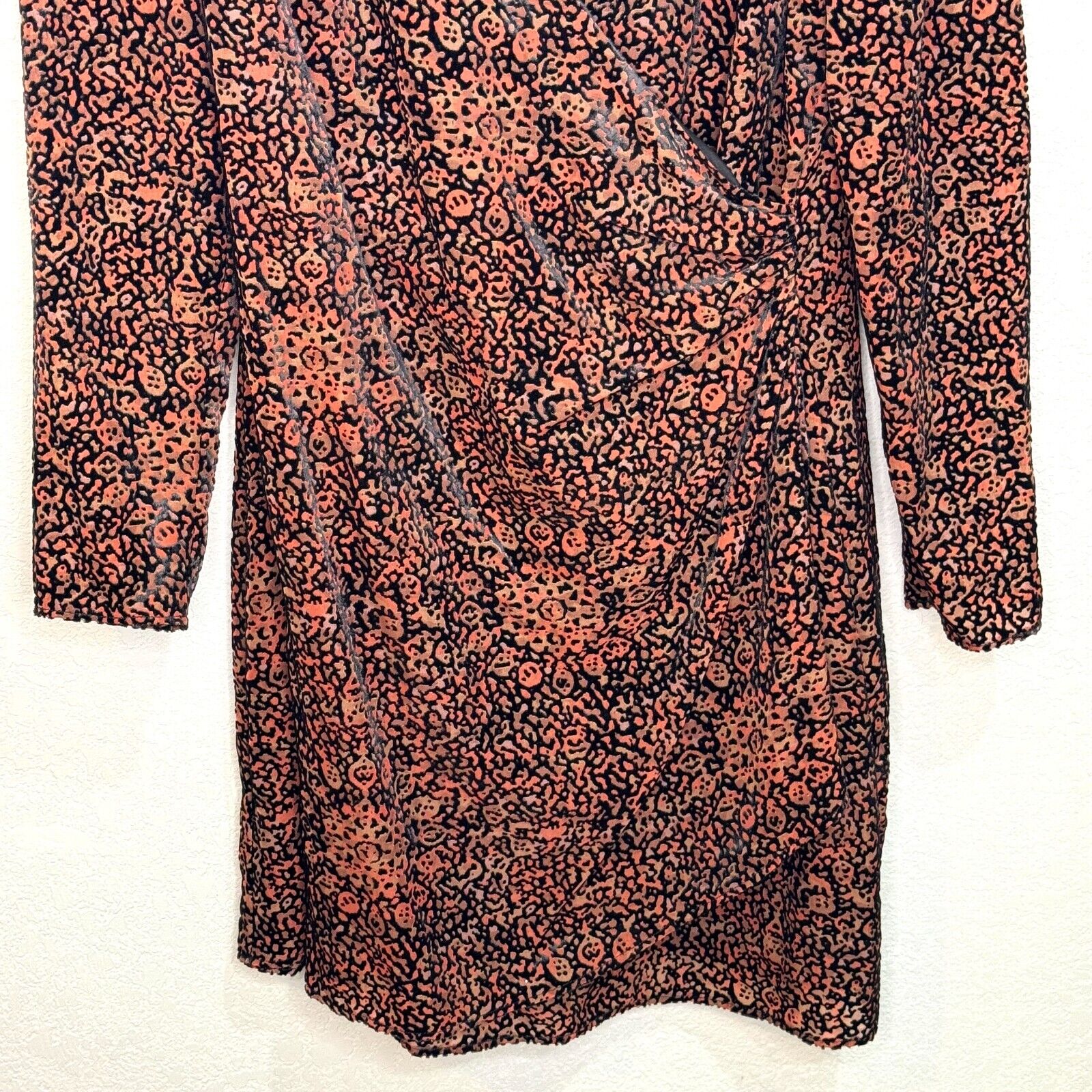 Lavender Brown Dress Size Medium Burnout Velvet Multicolor Long Sleeve NEW $228 - Flair - Style