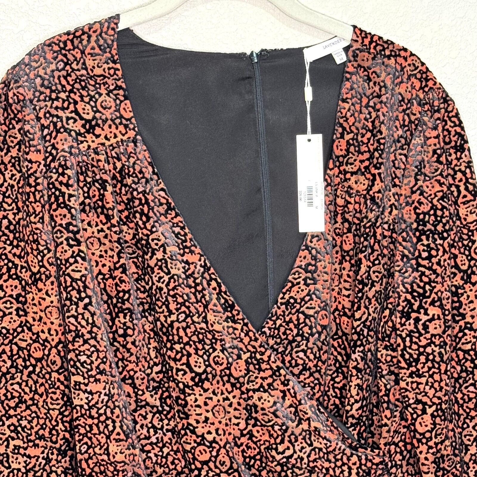 Lavender Brown Dress Size Medium Burnout Velvet Multicolor Long Sleeve NEW $228 - Flair - Style