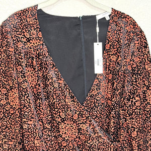 Lavender Brown Dress Size Medium Burnout Velvet Multicolor Long Sleeve NEW $228 - Flair - Style