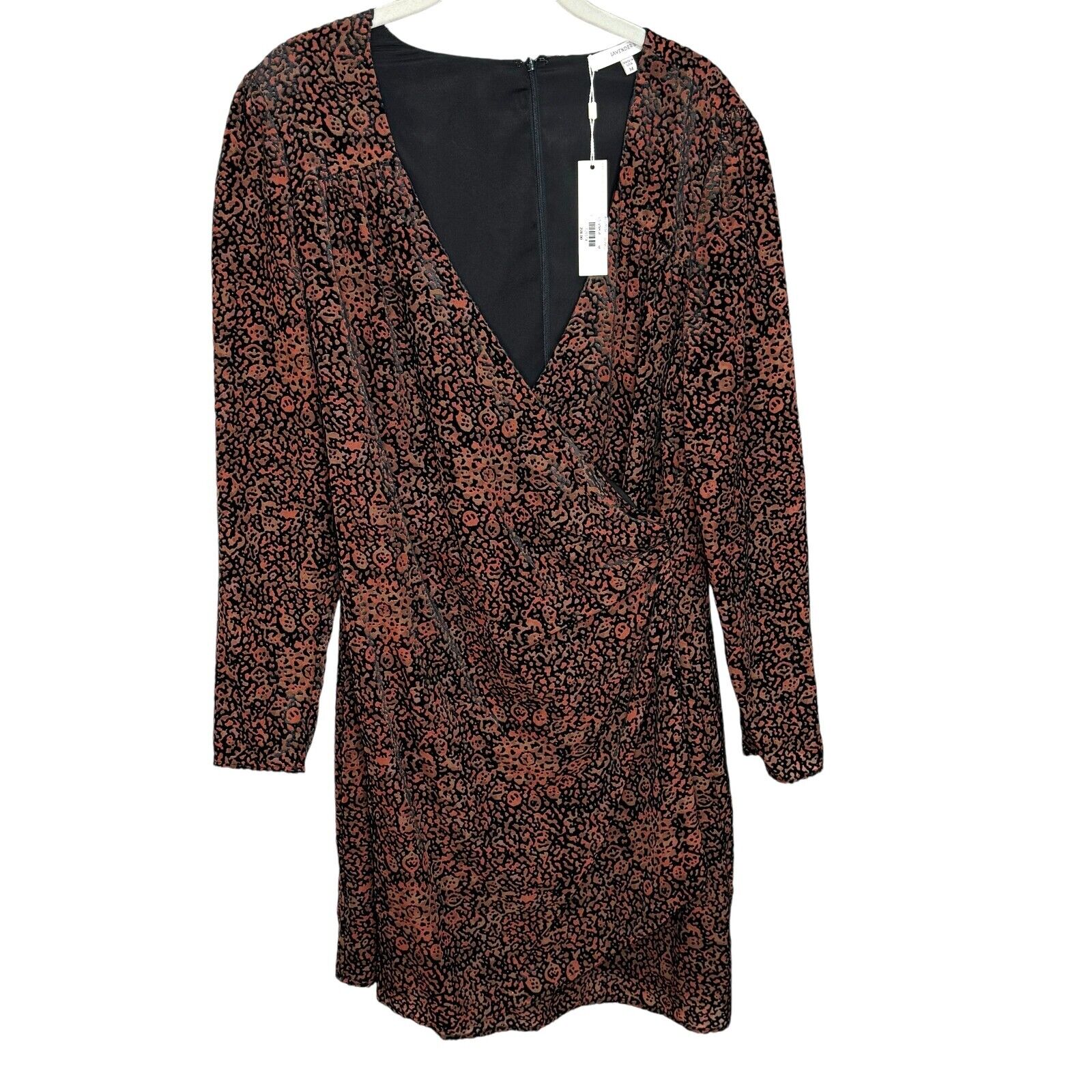 Lavender Brown Dress Size Medium Burnout Velvet Multicolor Long Sleeve NEW $228 - Flair - Style