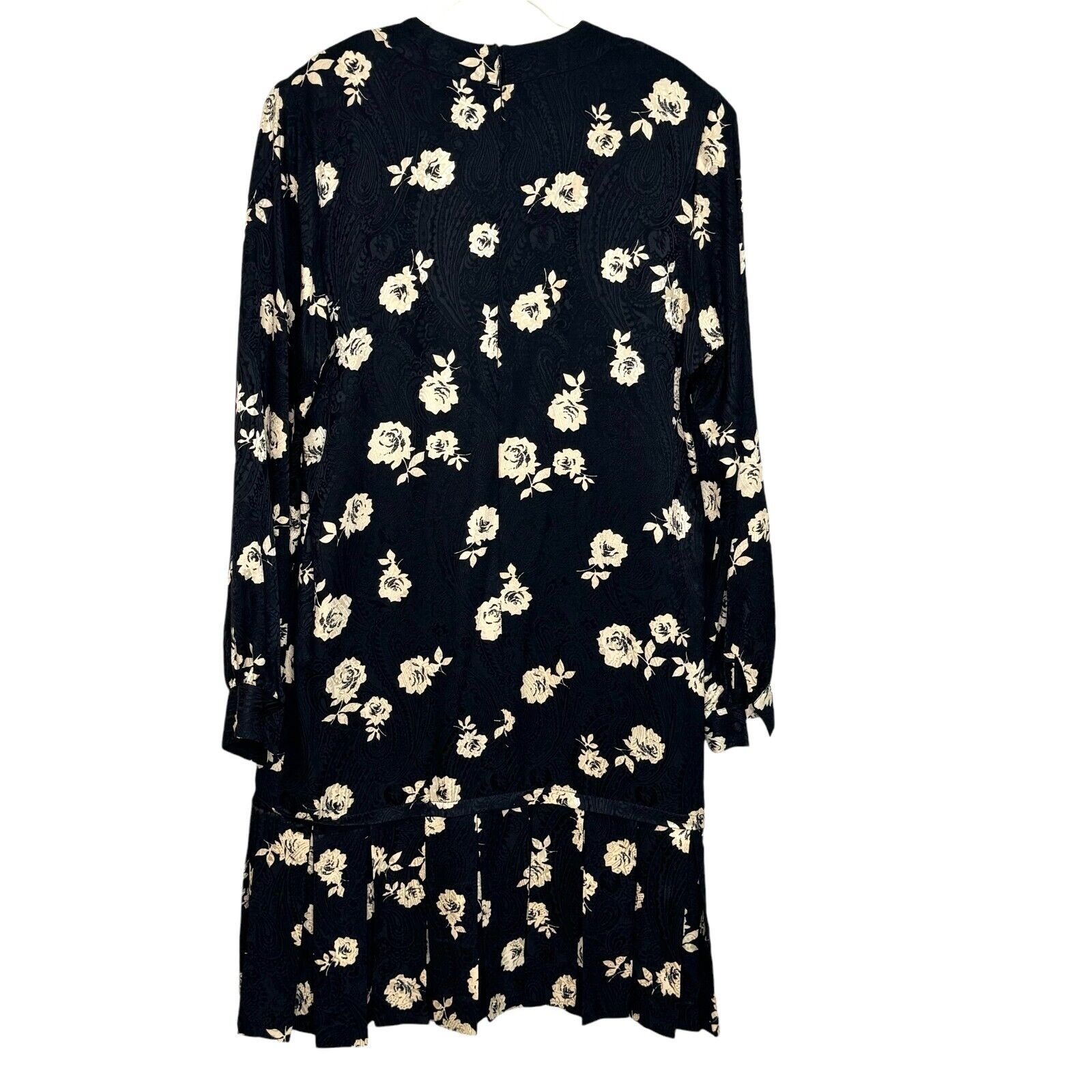 LIHLI Vintage Dress Size Large for Saks 5th Avenue Drop Waist Black Tan Floral - Flair - Style