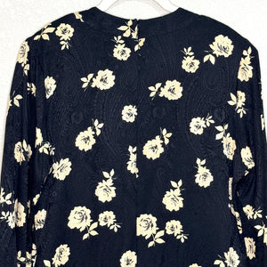 LIHLI Vintage Dress Size Large for Saks 5th Avenue Drop Waist Black Tan Floral - Flair - Style