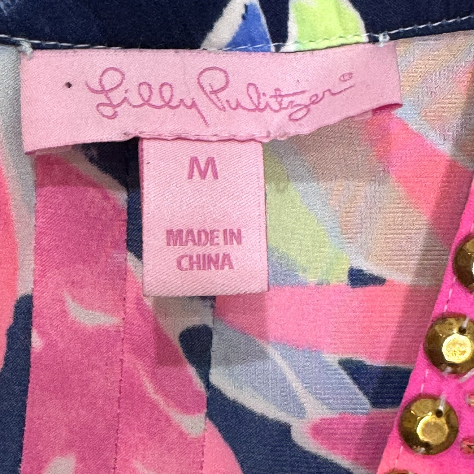 Lilly Pulitzer Ariele Romper High Tide Medium Beaded Long Sleeve Floral - Flair - Style