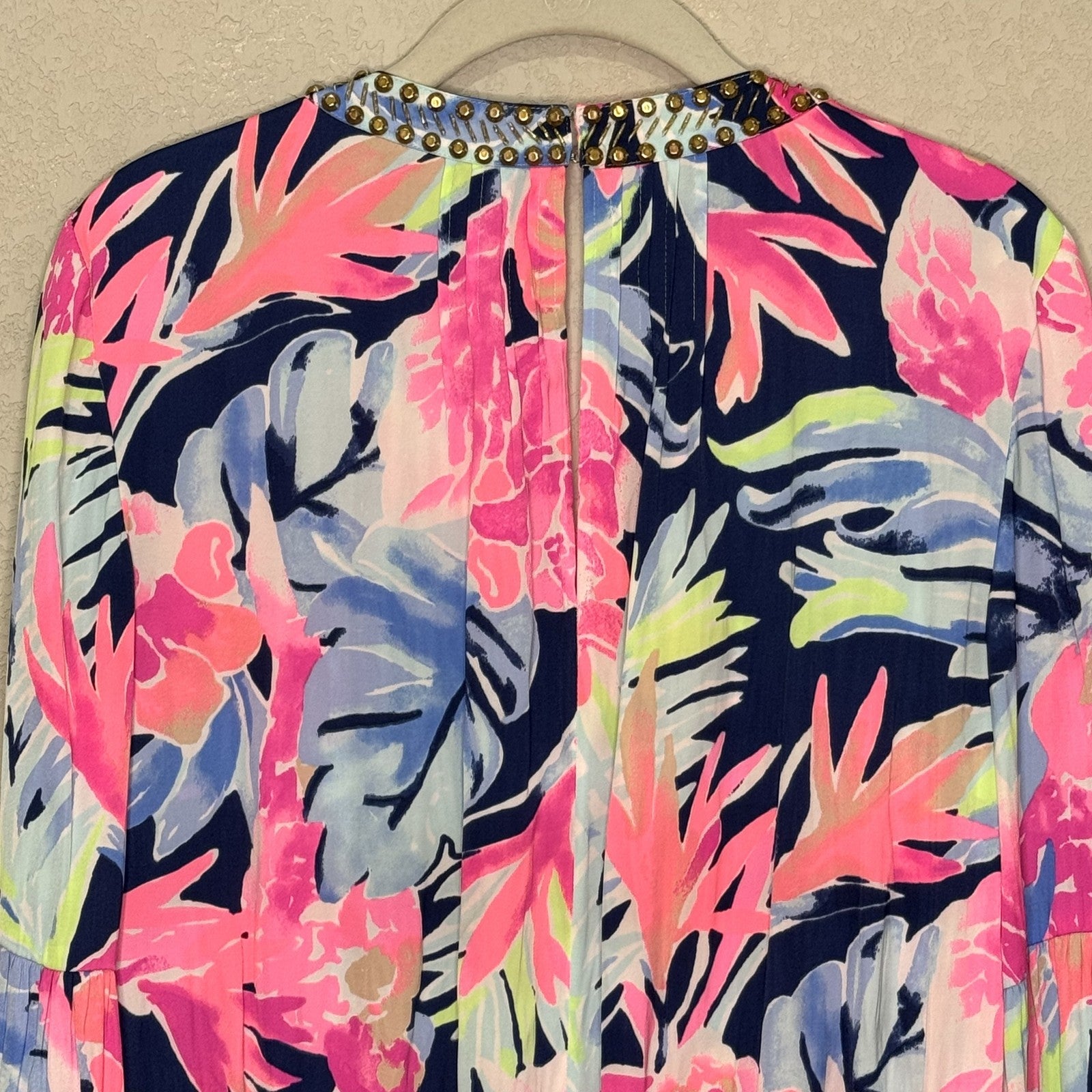 Lilly Pulitzer Ariele Romper High Tide Medium Beaded Long Sleeve Floral - Flair - Style