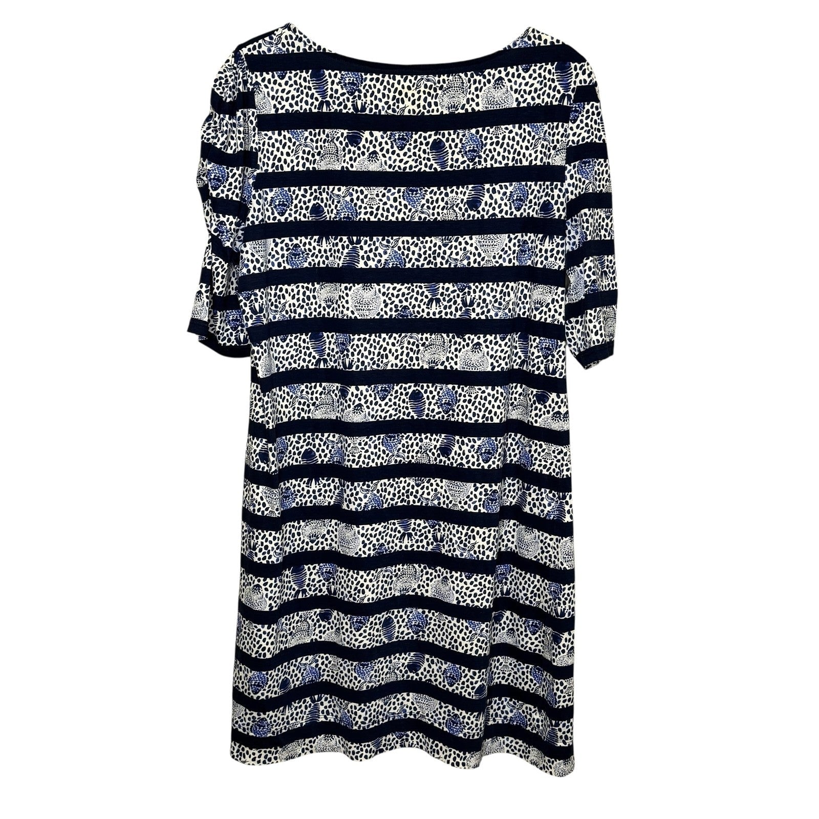 Lilly Pulitzer Dress Lajolla Medium Blue White Shell Stripe Pima Cotton Summer - Flair - Style