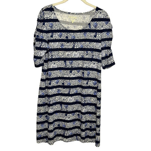Lilly Pulitzer Dress Lajolla Medium Blue White Shell Stripe Pima Cotton Summer - Flair - Style