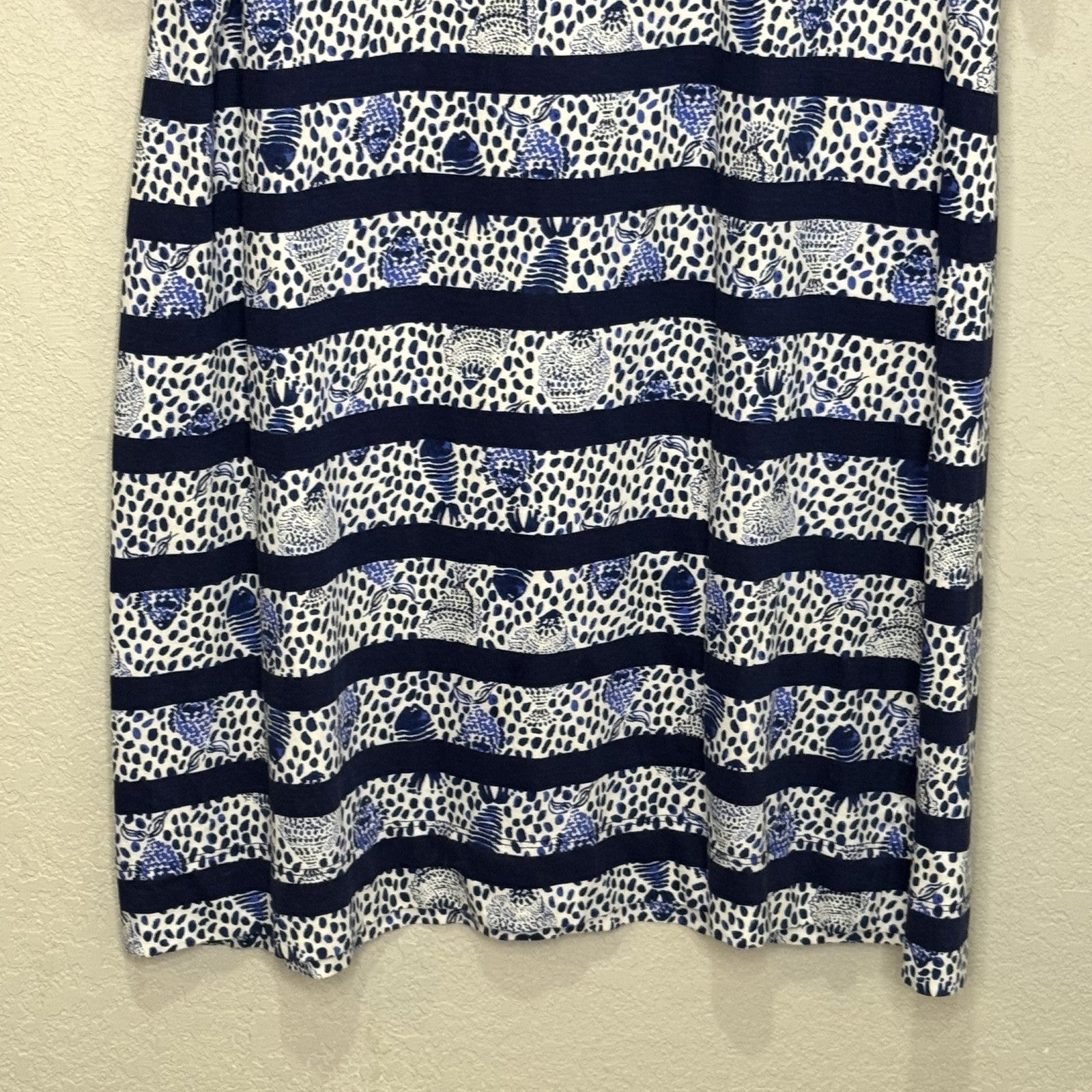 Lilly Pulitzer Dress Lajolla Medium Blue White Shell Stripe Pima Cotton Summer - Flair - Style
