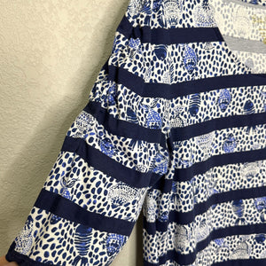 Lilly Pulitzer Dress Lajolla Medium Blue White Shell Stripe Pima Cotton Summer - Flair - Style