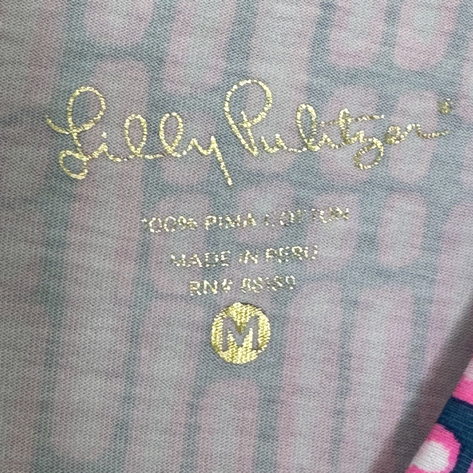Lilly Pulitzer Dress Lulu Medium Pink Navy Blue Print 3/4 Sleeve Pima Cotton - Flair - Style