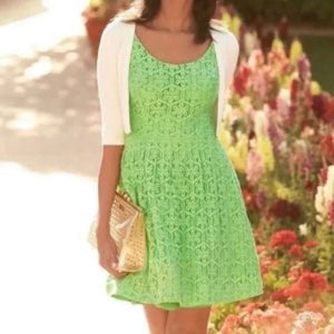 Lilly Pulitzer Dress Posey Daisy Lane 6 Green Lace Fit & Flare Sleeveless Party - Flair - Style