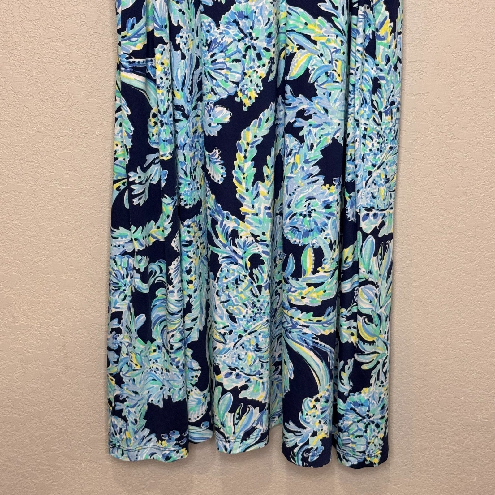 Lilly Pulitzer Halter Dress Size Large Blue Print High Tide Tassel Back Ties - Flair - Style
