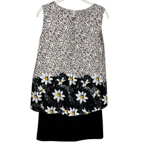 Line Dress Womens Small Floral Sleeveless Popover Daisy Print A - Line Summer - Flair - Style