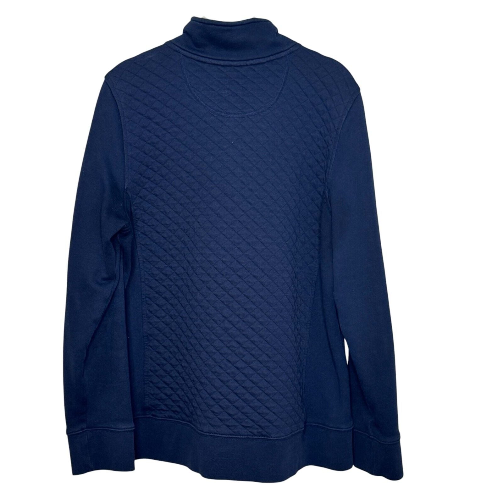 L.L. Bean Quilted 1/4 Zip Pullover Sweatshirt Size Large Navy Blue - Flair - Style
