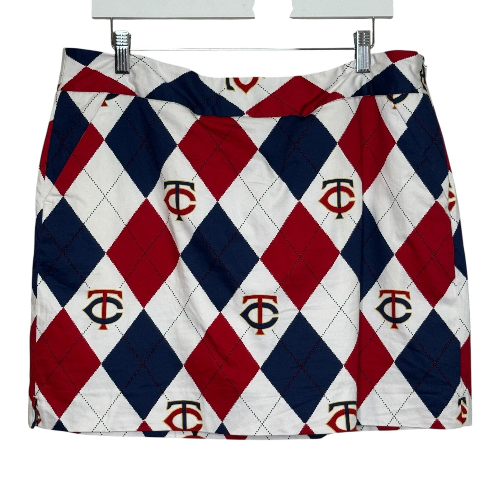 Loudmouth Golf Ladies Minnesota Twins Navy/Red Argyle Skort Size 14 - Flair - Style