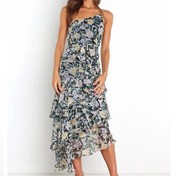 Petal + Pup Amren Dress Womens 8 AU 12 Floral Ruffle Maxi Tiered Spaghetti Strap