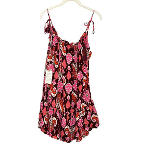 Maaji Totem Short Cover Up Dress Size Large Ikat Burgundy Print NEW $98 - Flair - Style