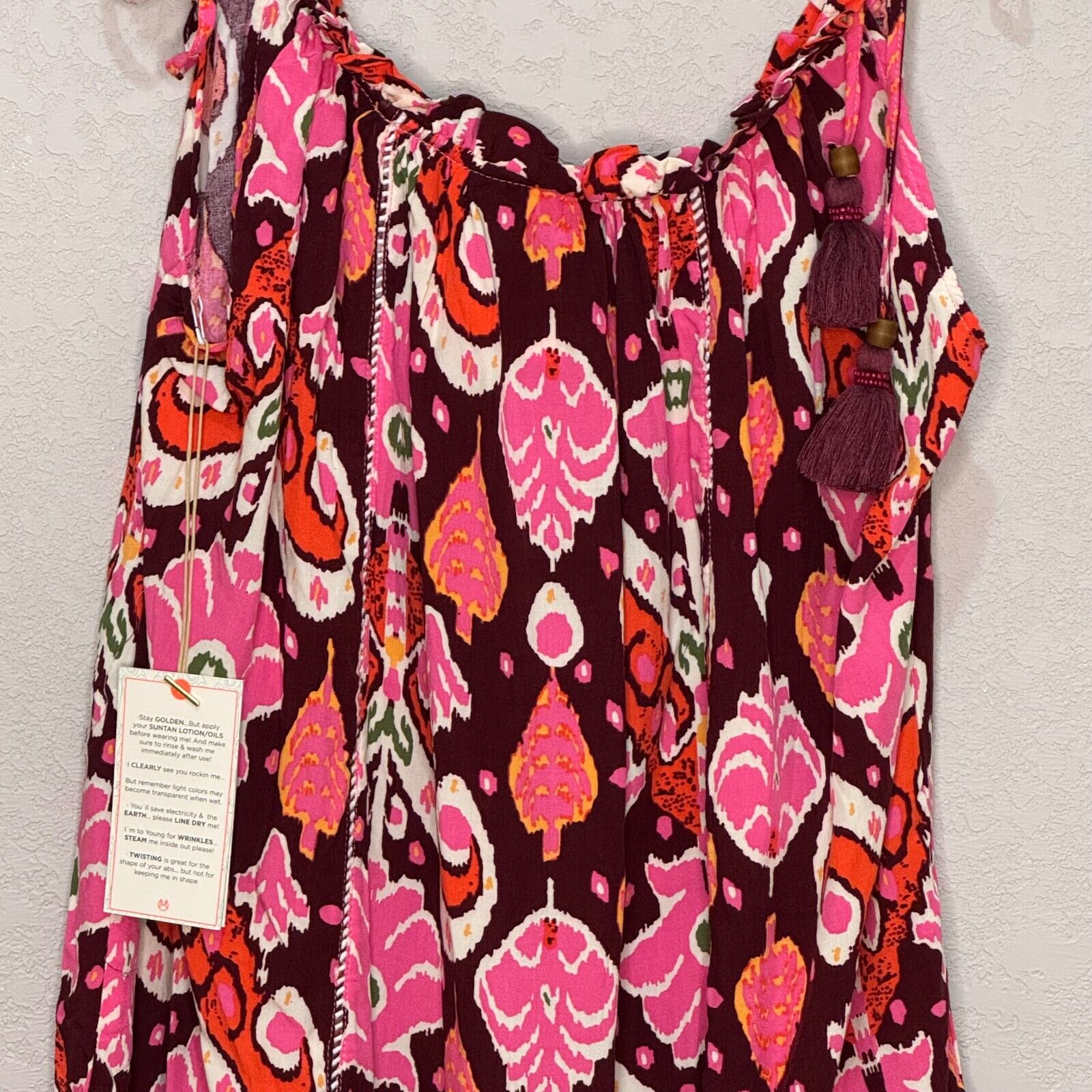 Maaji Totem Short Cover Up Dress Size Large Ikat Burgundy Print NEW $98 - Flair - Style
