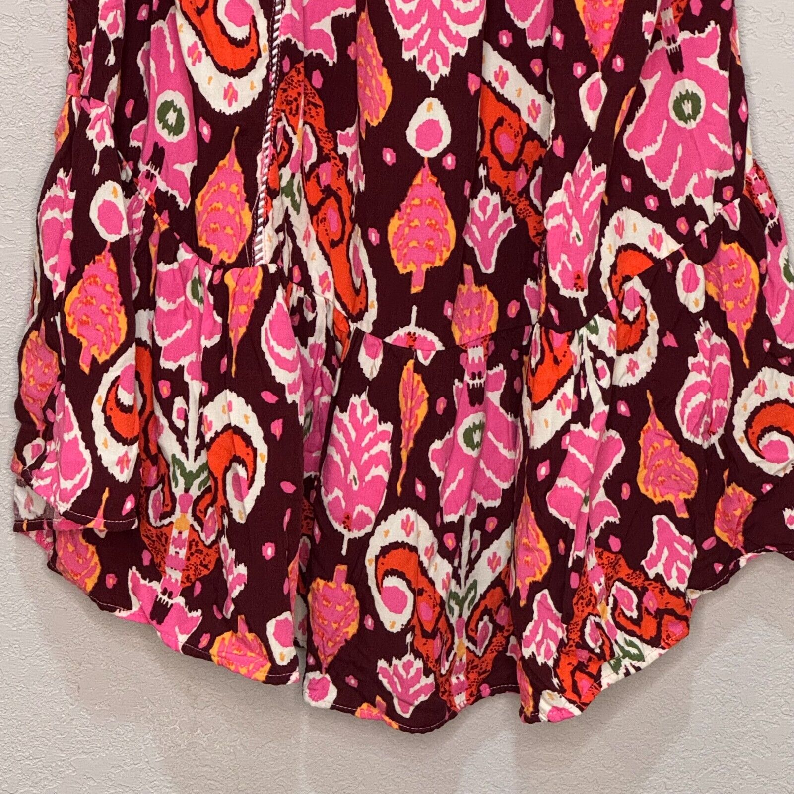 Maaji Totem Short Cover Up Dress Size Large Ikat Burgundy Print NEW $98 - Flair - Style
