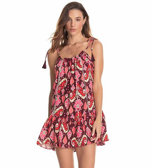 Maaji Totem Short Cover Up Dress Size Large Ikat Burgundy Print NEW $98 - Flair - Style