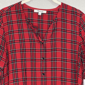 Madewell Blouse Top Size Small Clanton Red Plaid Ruffle - Hem - Flair - Style
